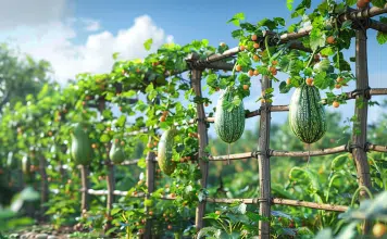 Des idées de structures pratiques pour courges grimpantes au potager