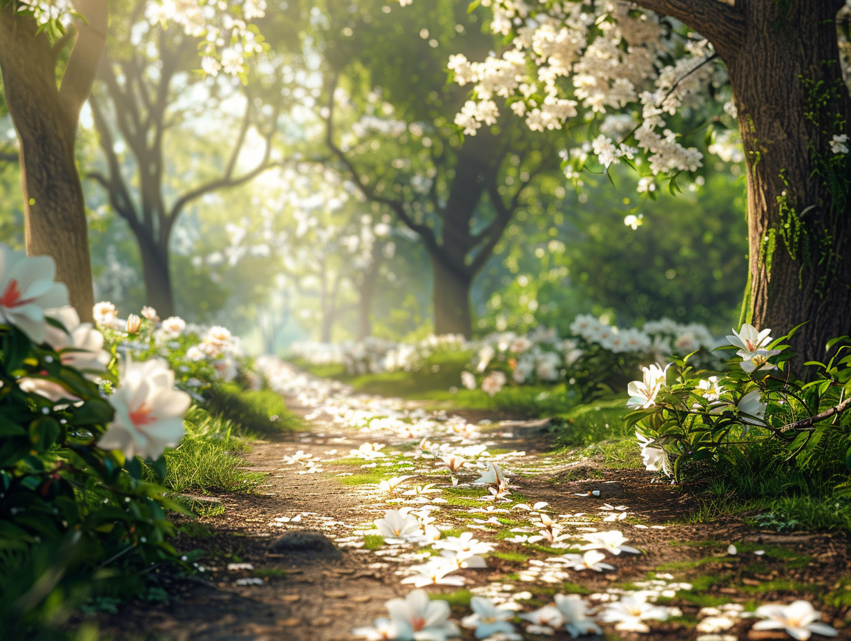 arbres fleurs blanches