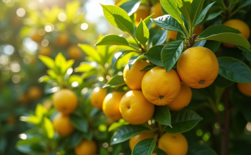 Citronnier des quatre saisons : pour un jardin fruitier toute l’année Un citronnier mature dans un jardin ensoleille avec citrons jaunes