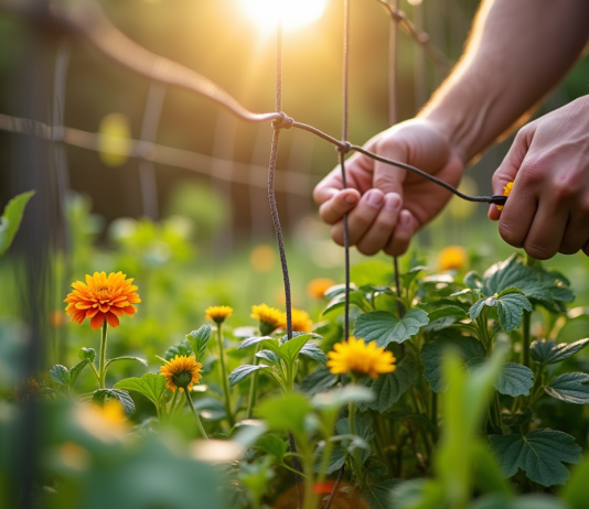 Installation d'une clôture solide autour d'un jardin verdoyant