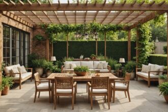 Pergola moderne embellissant un jardin avec élégance et fonctionnalité