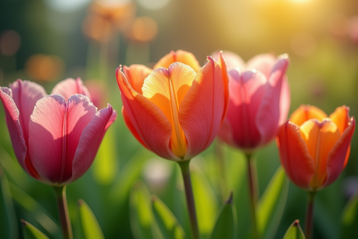 Fleurs F en gros plan dans un jardin en plein air au matin