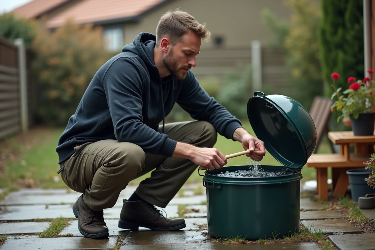 Jeune homme mélangeant l
